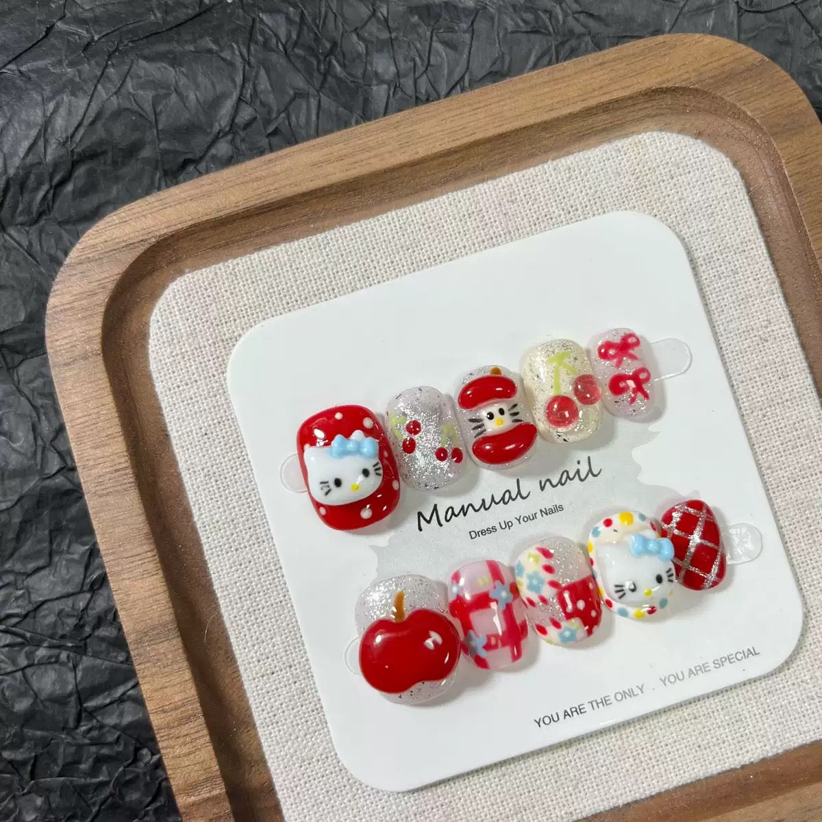 KT & Apple - Cute Kawaii Handmade Press On Nails