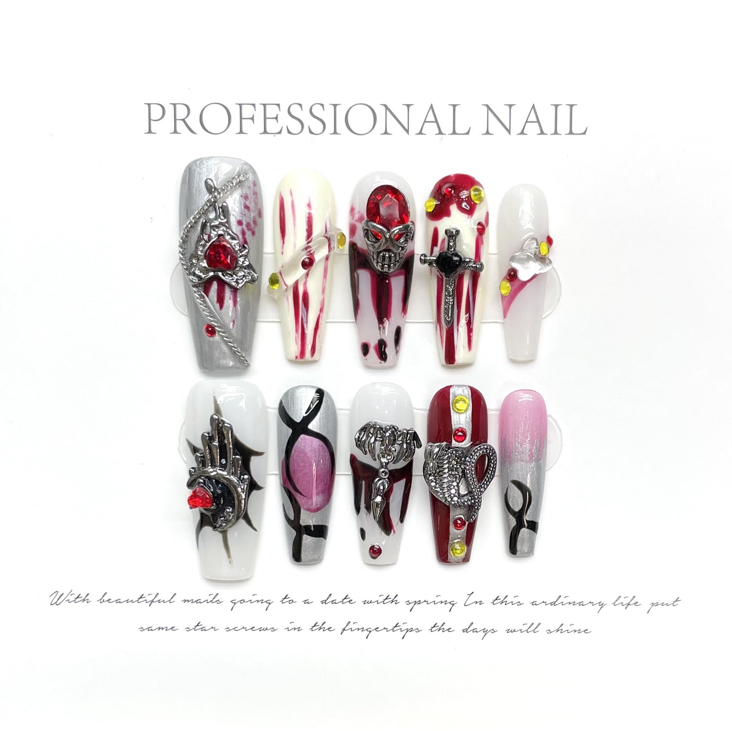 Halloween Silver  - Holiday Handmade Press On Nails