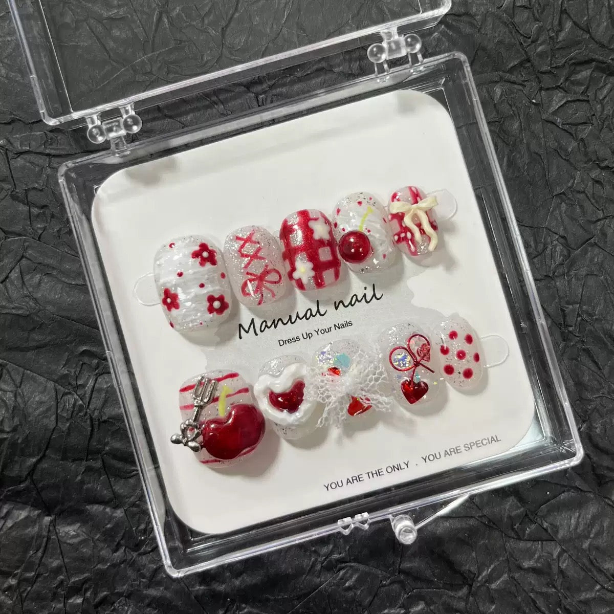 Red Cherry - Cute Kawaii Handmade Press On Nails