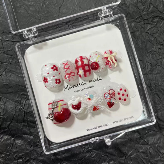Red Cherry - Cute Kawaii Handmade Press On Nails