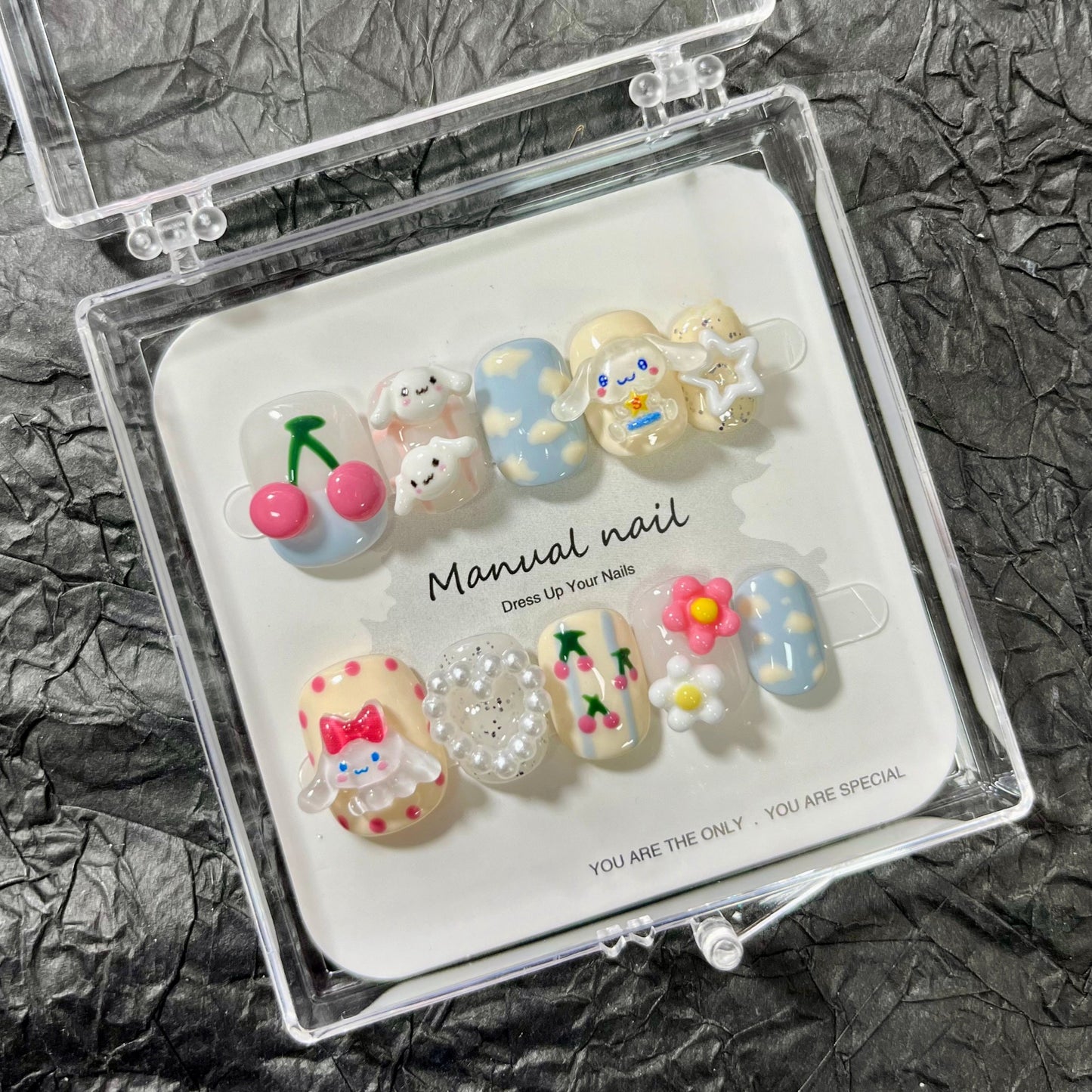 Ear Dog - Cute Kawaii Handmade Press On Nails