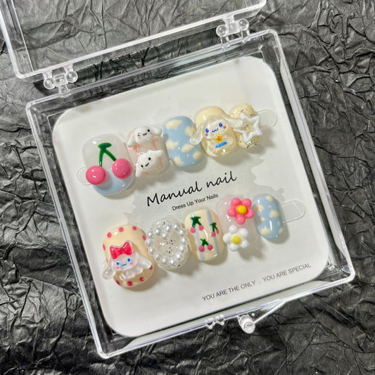 Ear Dog - Cute Kawaii Handmade Press On Nails