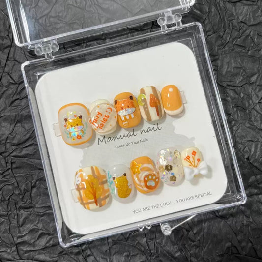 Little Fox - Cute Kawaii Handmade Press On Nails