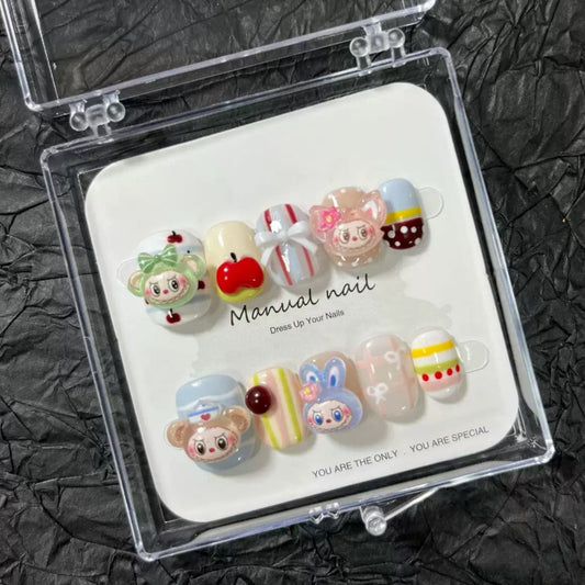 Little Nurse & Apple - Cute Kawaii Handmade Press On Nails