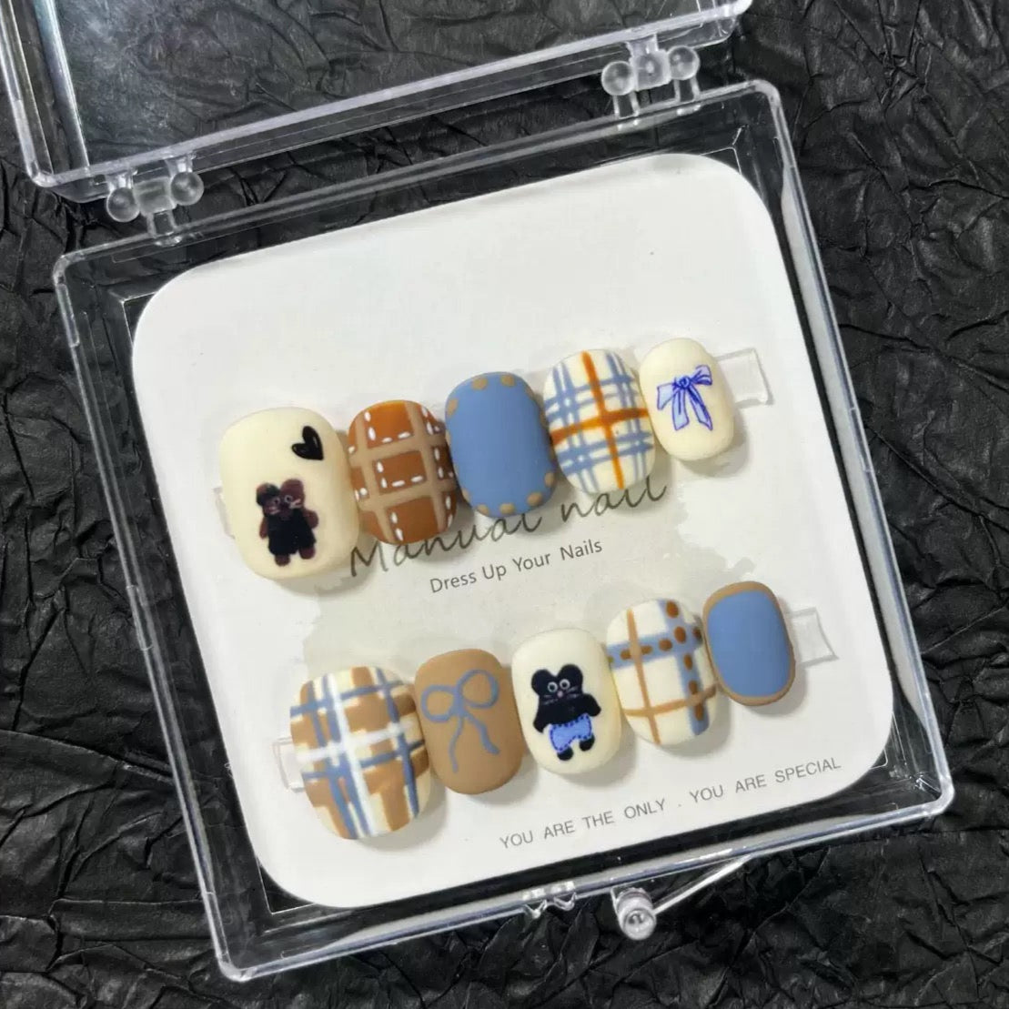 Little Black Bear  - Cute Kawaii Handmade Press On Nails