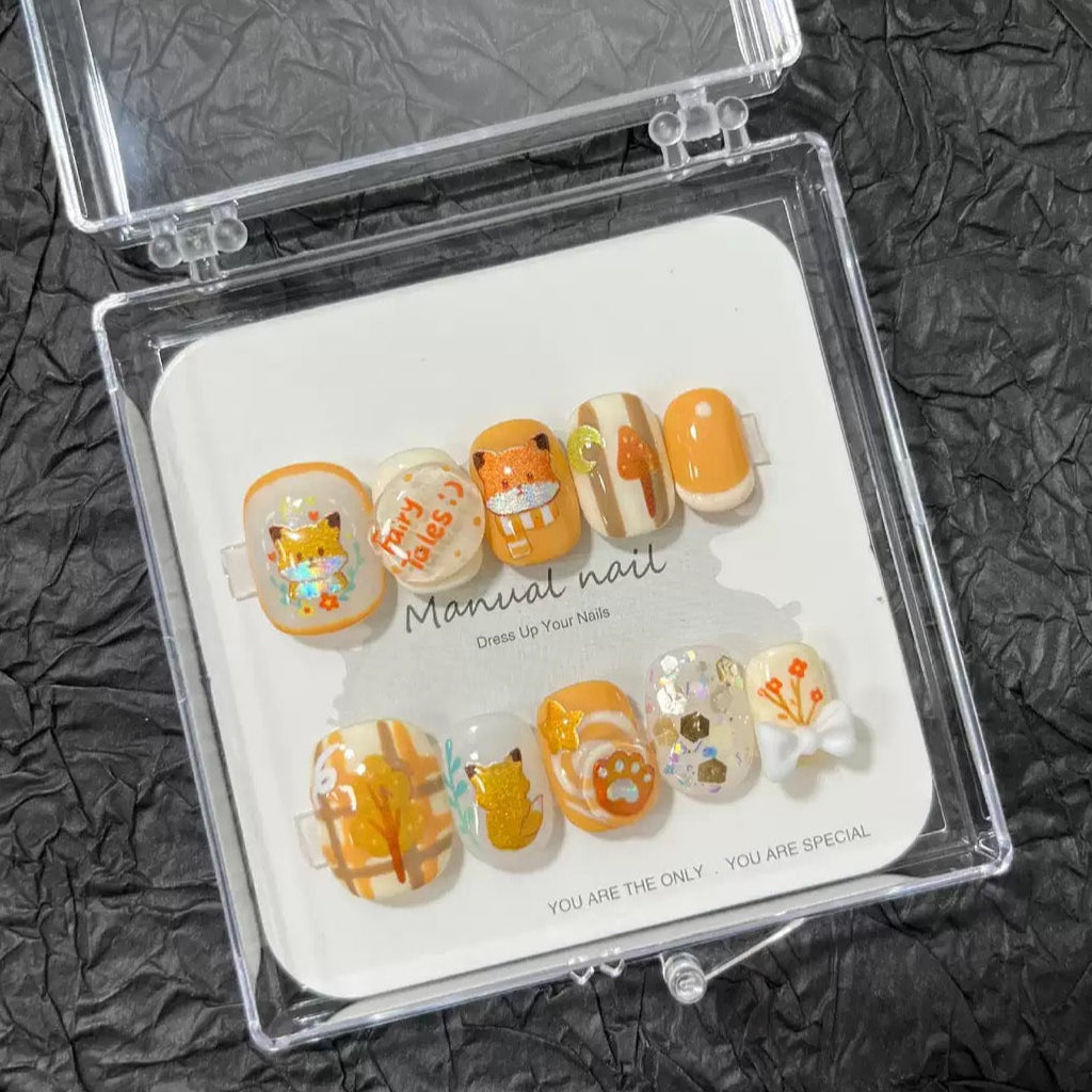 Kids Nail Art - Orange Fox