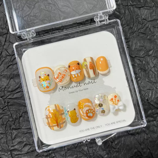 Kids Nail Art - Orange Fox