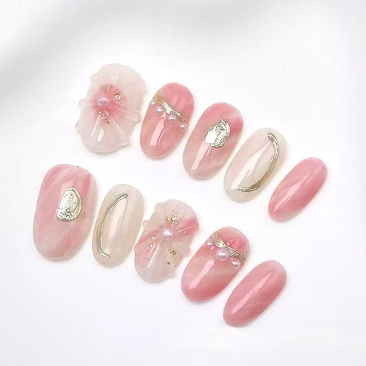 Pink Stone - Fairy Chic Handmade Press On Nails