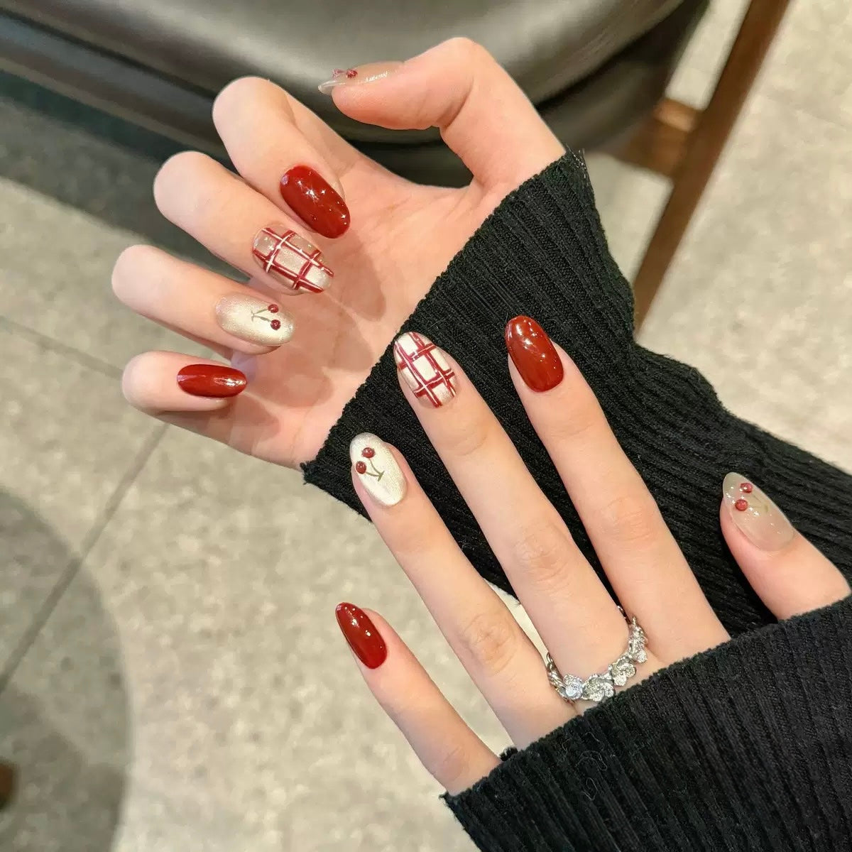 Classic Red Cherry -  Handmade Press On Nails