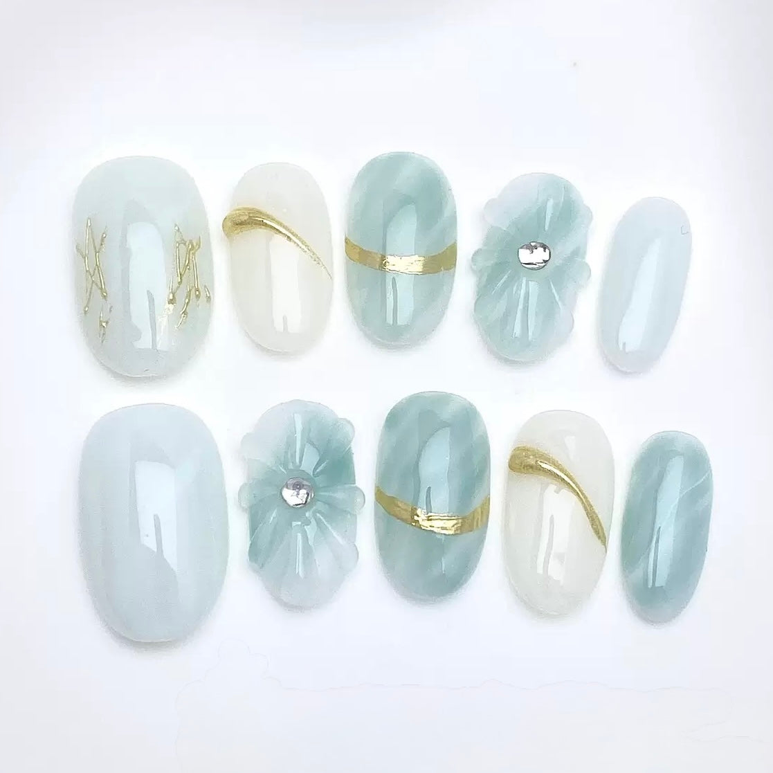 Blue Stone - Fairy Chic Handmade Press On Nails