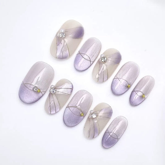 Purple Blossom- Fairy Chic Handmade Press On Nails