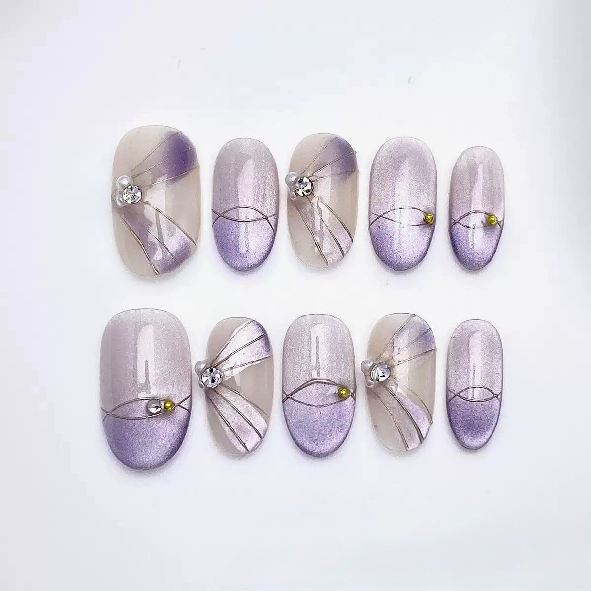 Purple Blossom- Fairy Chic Handmade Press On Nails
