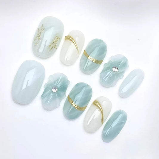 Blue Stone - Fairy Chic Handmade Press On Nails