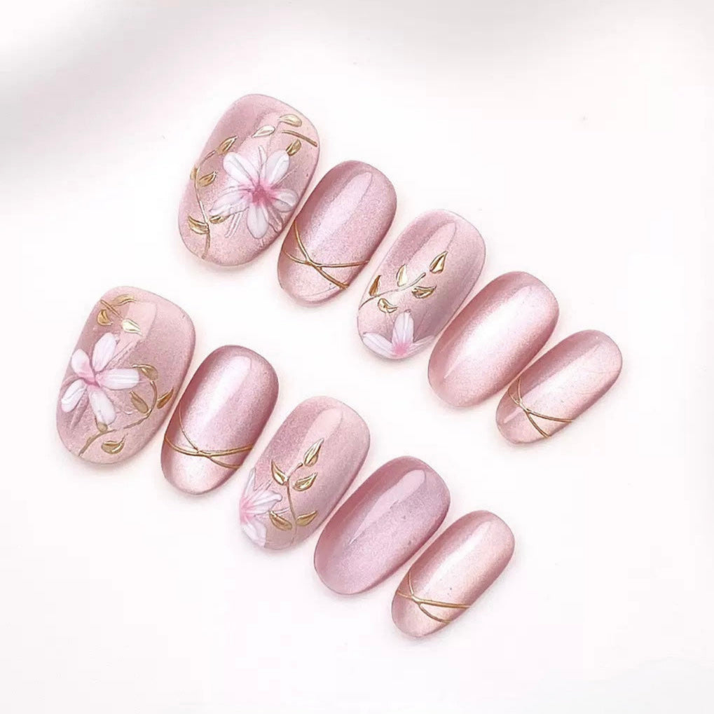 Pink Blossom- Fairy Chic Handmade Press On Nails