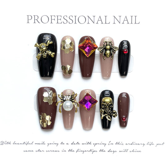 Halloween Brown - Holiday Handmade Press On Nails